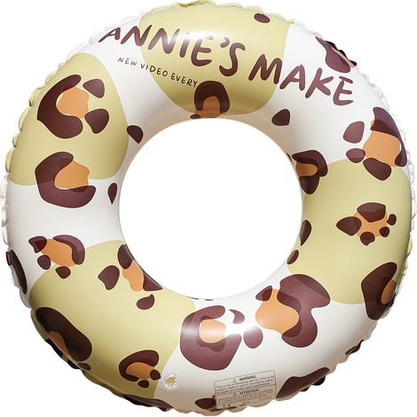 Bouée de Natation Rétro en PVC Épaissi, Bouée Gonflable Rayée Style Léopard Beige pour Adultes et Enfants, Brassards de Sécurité pour Piscine et Plage, Accessoire de Sauvetage Robuste (90 cm)-lsw