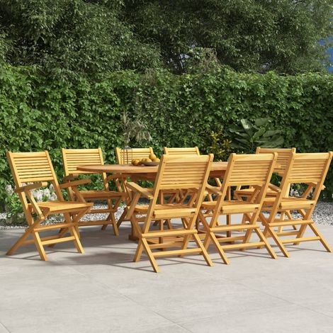 8 pcs Chaises de jardin pliantes, Fauteuils Extérieur, Sièges confortable 55x62x90 cm bois massif teck BGT83944 (1/5)