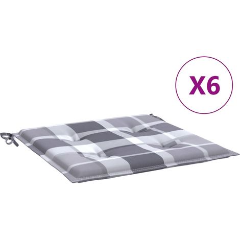 Maison Exclusive - Gartenstuhl-Kissen 6 Stk. Grau Karomuster 40x4