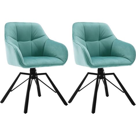 WOLTU Set di 2 Sedie per Sala da Pranzo Girevoli a 360°. Sedie da Cucina Imbottite con Gambe in Metallo. Poltroncine in Velluto per Camera da Letto. Soggiorno.Azzurro (1/5)