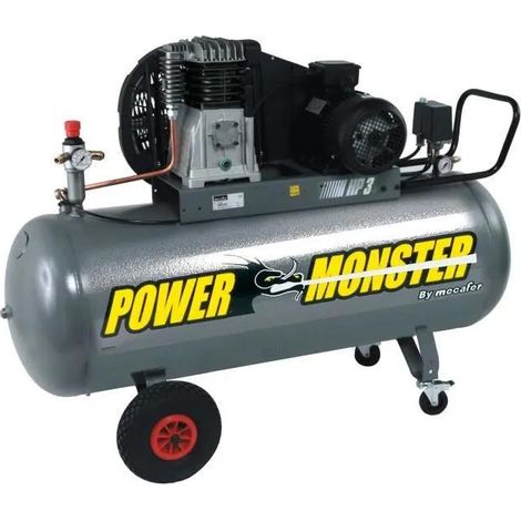 Mecafer 150 L 3HP Kompressor mit Doppelzylinder und Riemenantrieb