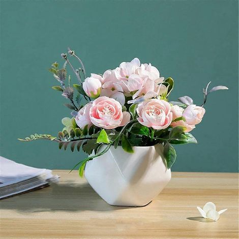 Künstliche Blumen mit Topfpfingstrose – Künstliche Plastikblumen – Für Zuhause, Tisch