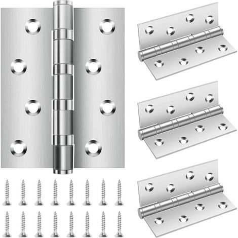 Set of 4 heavy-duty hinges - 100 × 76 × 13 mm - Stainless steel folding hinges with 8 holes - With screws - Hinges for solid doors - For garden gates (1/5)