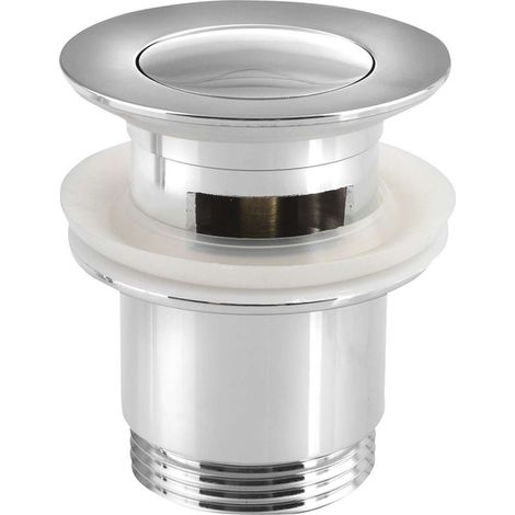 Aqualine - Válvula de desagüe redonda ClickClack cerrable, tapón pequeño, cromo CV1008 (1/3)