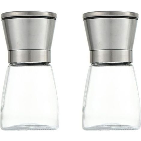 Pfeffermühle aus Edelstahl, manuelle Salz- und Gewürzmühle, Salz- und Pfefferstreuer, Gewürz- und Kräutermühle, 2-teilig (1/4)