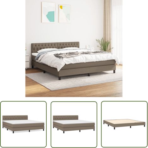 The Living Store Sommier à lattes de lit avec matelas Taupe 180x200 cm Tissu - Lit Tapissier - Lit Double - Matelas À Ressorts Ensachés - Literie - Chambre À Coucher (1/5)