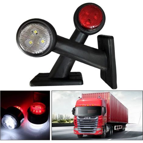 Set mit 2 Anhänger-Positionsleuchten, 2 x 8 LEDs, 12 V, weiß und rot, für Anhänger, LKW, Wohnwagen, 15 cm (1/5)