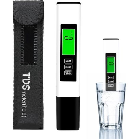 TDS Meter, 3 en 1 Testeur Eau Potable Numérique EC TDS Température avec Ecran LCD Test Dureté de l'eau Electronique 0-999ppm Moniteur de Qualité d'eau pour Aquarium Piscine Hydroponie, Blanc (1/5)
