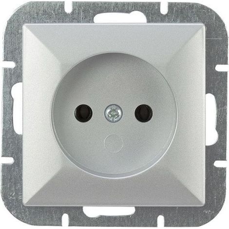 Prise Encastrée - 250 V - 16 A - IP20 - Sans Terre - Argentée - Unité