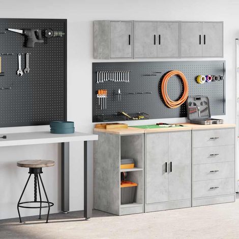 Garagenschränke 2 Stk. Betongrau Holzwerkstoff