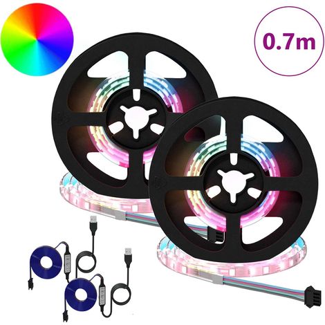 Bande LED 2 pcs Noir et Transparent 350 mm Cuivre et plastique