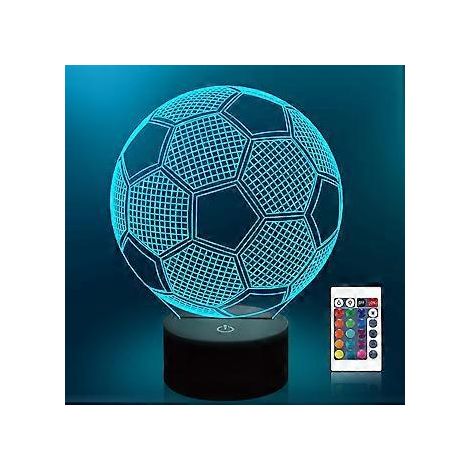 2024 Fußball-Nachtlichter für Kinder, 3D-Illusions-Fußballlichter, 16 LEDs, Fernbedienung, Farbwechsel, Touch-Tischlampen, Deko, cooles Geschenk, Geburtstag, Xm