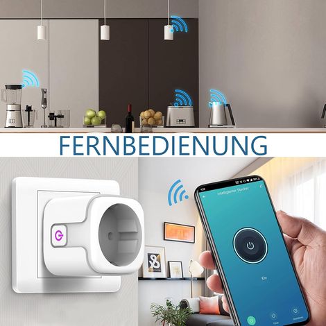 Prise intelligente WiFi 2 pièces, prise intelligente, compatible Alexa, Google Assistant, prise programmable WiFi avec télécommande, commande vocale et fonction heure - 5283mm (1/4)
