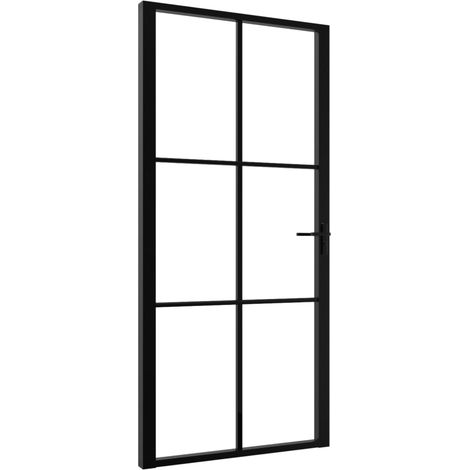 Puerta interior vidrio ESG y aluminio negro 102,5x201,5 cm vidaXL (1/6)