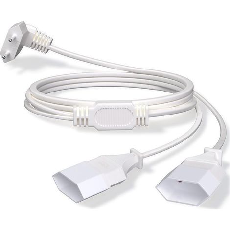 Rallonge électrique, 2M Rallonge de Câble d'alimentation, Fiche de Type C,Plat 250 V/2,5 A pour Lampe de Projecteur de Moniteur D'ordinateur TV PC-Blanc (1/5)