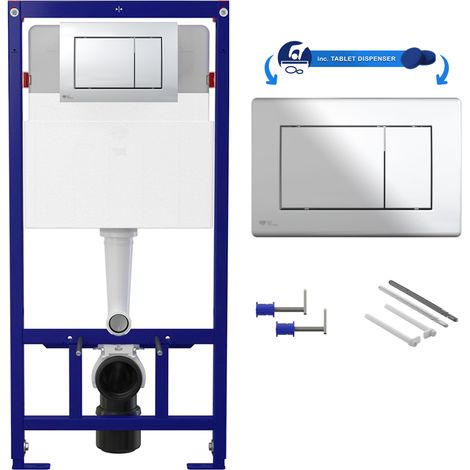 Concealed 1.12m Wall Hung Cistern Frame - Gloss Chrome