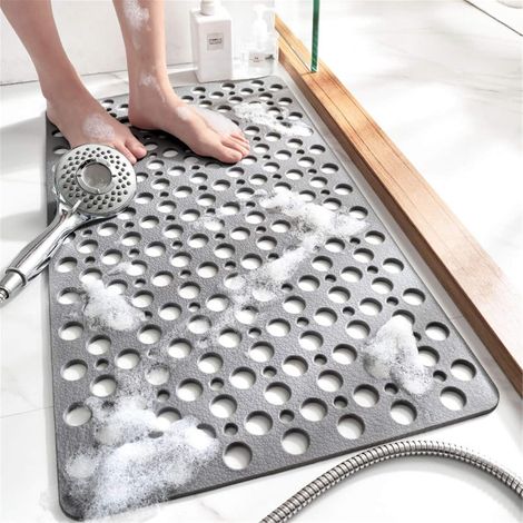 JSSEVN - Non-slip bathroom mat - Waterproof and anti-fall - Grey - 75 x 43 cm (1/5)