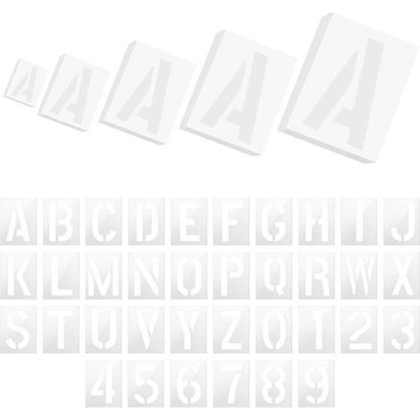 180 pochoirs de lettres et de chiffres, 5 tailles (1, 2, 3, 4 et 5 pouces), gabarits de lettres réutilisables en plastique pour la peinture (1/5)