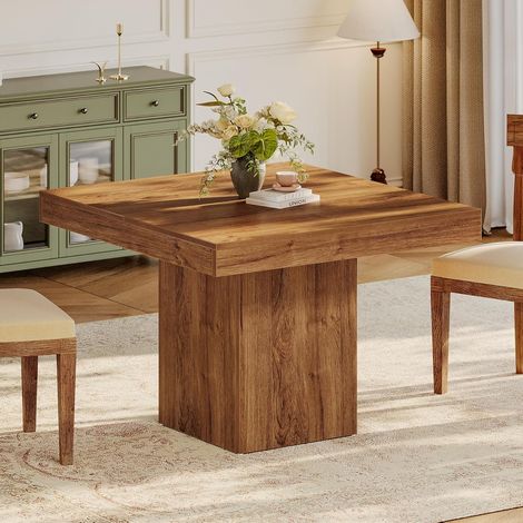 Tribesigns Table de salle à manger carrée de 39 pouces pour 4 personnes, petite table de cuisine fermière avec solide base piédestal, mobilier de salle à manger en bois pour salle à manger, cuisine, a (1/5)