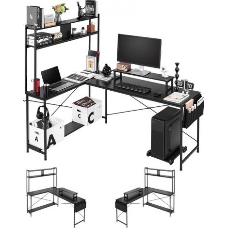 Bureau Gaming Angle, Bureau avec Rangement 170 cm Bureau en L Réversible (1/3)