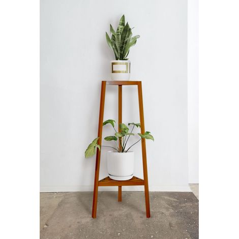 Decorotika Buono Handmade Natural Solid Wood Two Tiers Plant Stand Plant Organizer Plant Holder Handmade Decorative Stand- Medium (1/5)