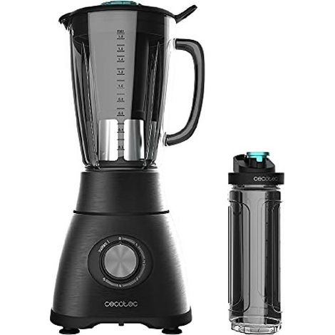 Cecotec Batidora de Vaso Power Black Titanium 2500MAX Go. 2500W Máxima Potencia, 6 Hojas con Recubrimiento de Titanio Negro