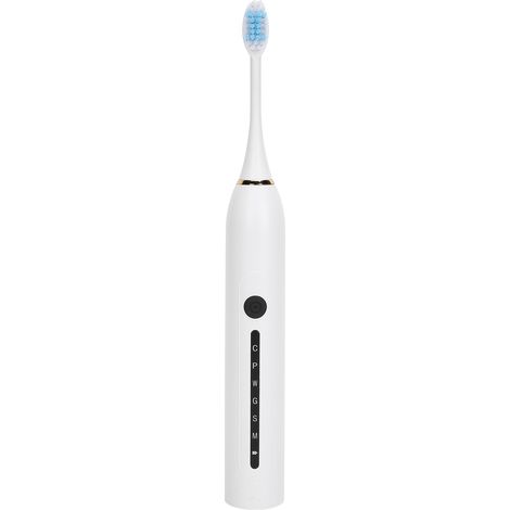 Brosse à dents électrique rechargeable adulte, nettoyage sonique puissant portable, blanche, avec tête de rechange (1/5)