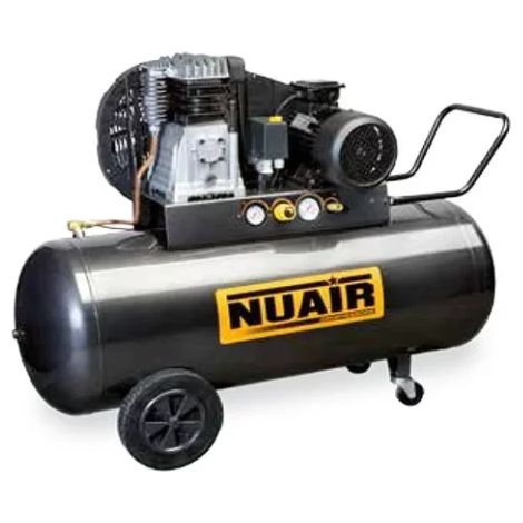 Nu Air – Compresseur d'air à piston 200 litres – Moteur triphasé 4 CV – Débit 33 m³/h – Pression max 10 bar – Mobilité sur roues (1/3)