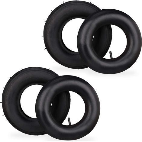 Roue de brouette avec Chambre à air, Lot de 2 pneus de Rechange 3.50-6, pneumatiques, Jusqu’à 136 kg, Noir (1/5)