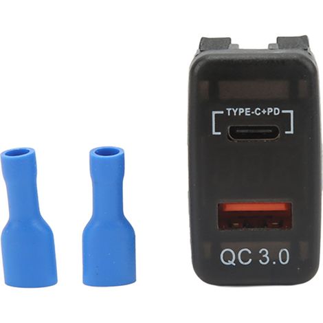 Chargeur Voiture USB Double Port Rapid Type C Prise Allume-Cigare avec Voltmètre Bleu, Compatible Camping-Car et Moteur, 36W Écran Digital (1/5)