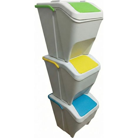 Pattumiera da cucina 3 scomparti per Raccolta Differenziata 25Litri sottolavello Moderna elegante bianca e antracite sovrapponibili modulabili componibili contenitori rifiuti bidoni capienti cm H38xL3