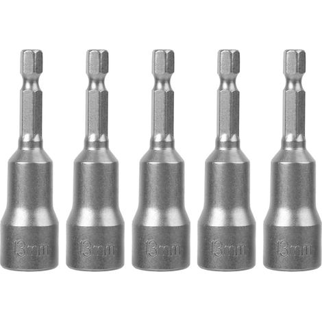 Jeux de 5 Douilles Magnétiques Hexagonales 13mm avec Adaptateur pour Tournevis Electrique - Compatible avec les Modèles 802, DN-6C et 6E