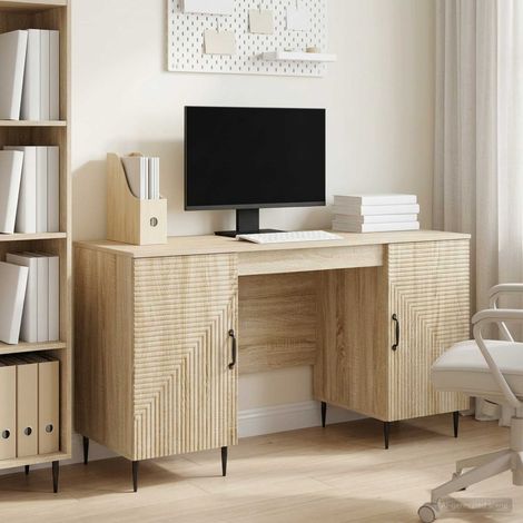 vidaXL Bureau Chêne Sonoma 142,5 x 50 x 75 cm Bois d'ingénierie (1/5)