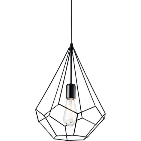 Sospensione Industrial-Minimal Ampolla-3 Metallo Nero 1 Luce E27 (1/2)