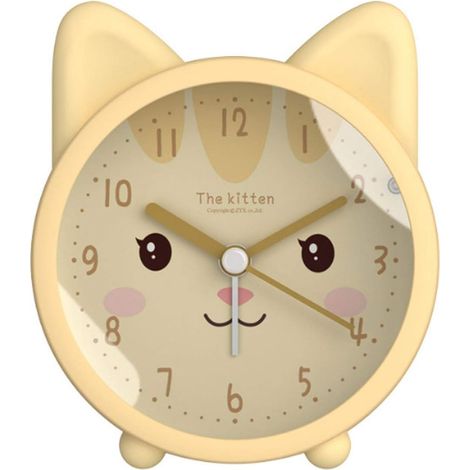 MINKUROW Kinder süßes Tier Hund Katze leiser Wecker nicht tickende Silikonuhr Nachtlicht Reiseuhr (1/5)