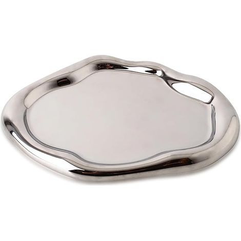 Bandeja para Joyas de Cerámica, Forma de Nube, Bandeja de Almacenamiento para Pendientes, Collares y Anillos, Plata, Decoración de Tocador para Mujeres y Niñas (Oblonga) (1/5)