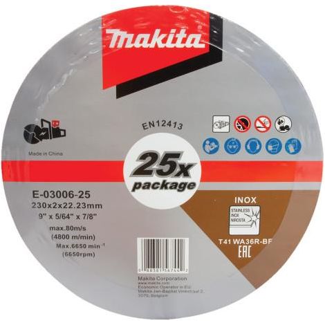 25 x Makita E-03006 Cutting Cut Off Wheels 230mm 9"" For DCE090 Disc Cutter (1/2)