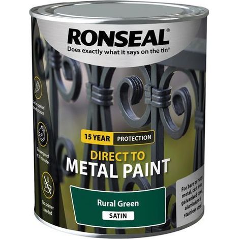 Ronseal 39203 Direct to Metal Paint Rural Green Satin 750ml RSLDTMRGS750 (1/3)