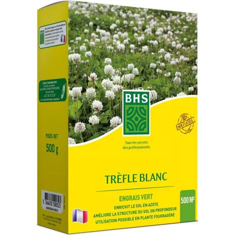 Trefle Blanc - BHS - 500 m² Favorise la biodiversité, s'adapte a tous types de sols et résiste au piétinement.