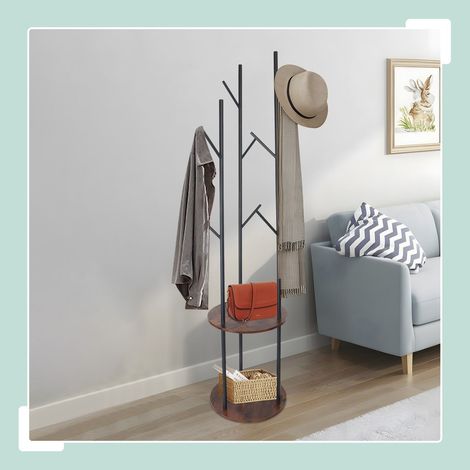 Appendiabiti con 8 ganci e 2 ripiani 175 cm
