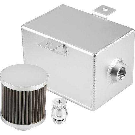 Réservoir de Réservoir D'huile Universel en Aluminium Modifié par Voiture 2L avec Filtre de Reniflard(Argent) (1/5)