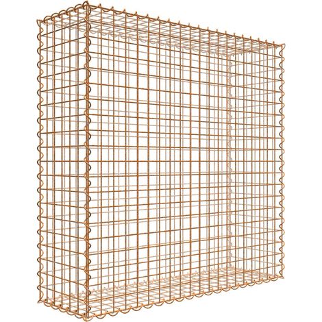 Gabiondeco - Gabion aspect rouille 100 cm x 100 cm x 30 cm (L x H x P). taille des mailles 5 x 5 cm. formation de rouille naturelle en cours - Made in Germany (1/3)