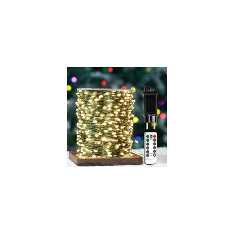 Guirlande lumineuse 150 m 1500 LED fil de cuivre vert étanche intérieur/extérieur avec télécommande, lumière chaude. (1/5)