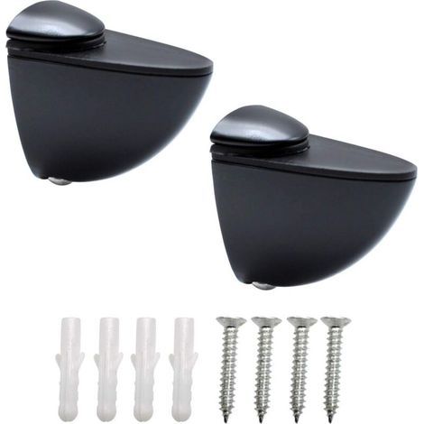 Taquets pour Étagères. 2 Pcs Equerre Etagere Murale. Support Etagere Verre. 3-20 mm Porte-Verre En Zinc Clip Fixations Réglable Murale. Pince à Verre Noir pour Escalier