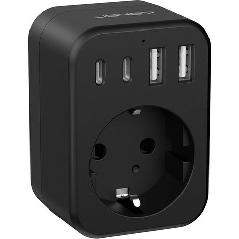 Adaptateur de Voyage Afrique du Sud, Adaptateur Type M pour Namibie, Connecteur de Voyage avec Ports USB pour l'Afrique du Sud,Le Swaziland et Le Lesotho(Noir) (1/3)