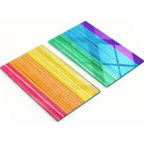 Tablas de cortar decorativas de vidrio para cocina, rayas de colores, 2 x 30 x 52 cm