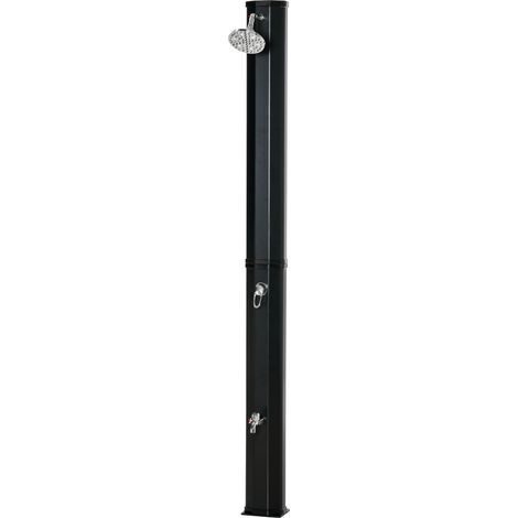 35-Liter-Solardusche für den Außenbereich, geeignet für Garten, Strand und Pool, mit Duschkopf und Wasserhahn, integriertem Thermometer, Warm- und Kaltwasser bis 55 °C, PVC/ABS, schwarz, Abmessungen: