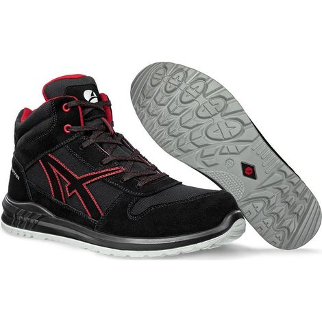 Sneakers di sicurezza Albatros CLIFTON MID S3 SRC con taglio medio metal-free Nero / Rosso 39 (1/5)