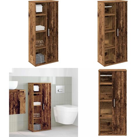 Mueble de baño con portarrollos madera envejecida 39x22x90 cm - Mueble de baño - Almacenamiento de baño