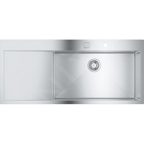 Évier inox 1 bac 116x52 cm avec égouttoir gauche – Garniture de vidage automatique – GROHE QuickFIX – 31582SD1 (1/5)